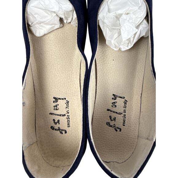 French Sole Fs/NY Sloop Flat Women's 8.5 Suede Navy Italian Slip On Round Toe - Picture 10 of 11